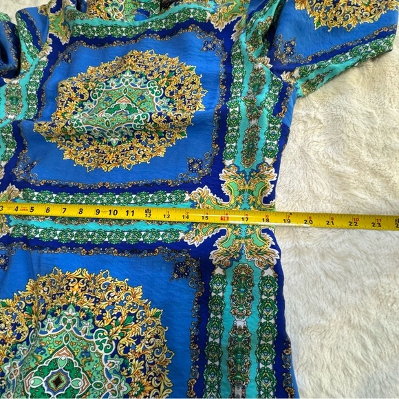 Laundry By Shelli Segal Blue and Green Paisley Mini Dress size 12 - Picture 6 of 7